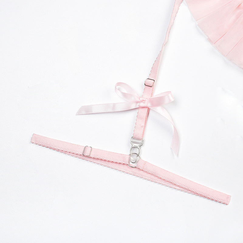 Conjunto Rocío — malla rosa con liguero