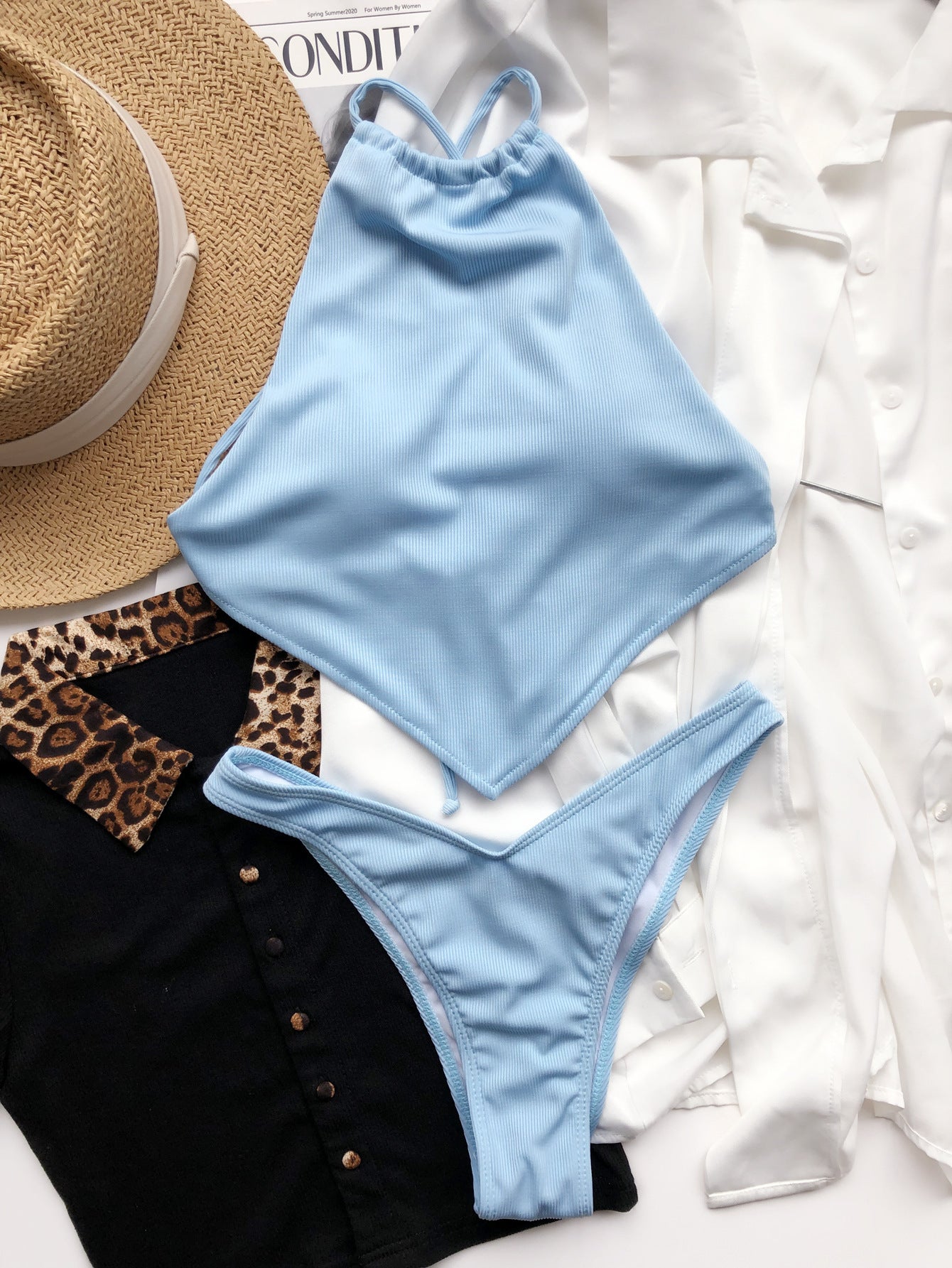 Bikini Alba — azul cielo de talle alto