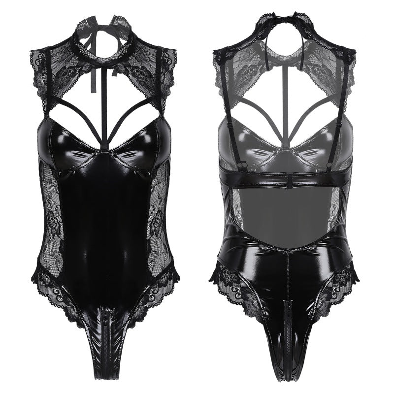 Body Petra — charol negro con aberturas